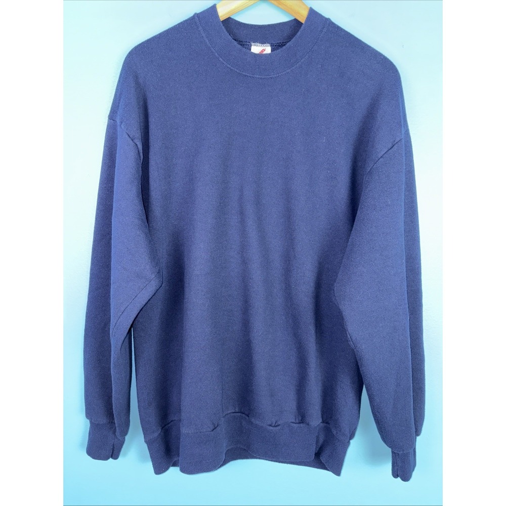 Vintage Jerzees Sweatshirt Mens XL Blue Blank Crewneck Made In USA